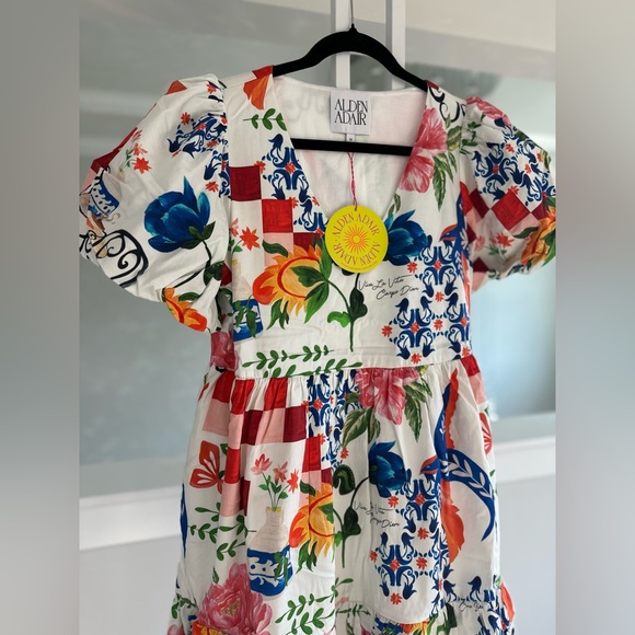 Alden Adair Colorful Floral Checkered Dress - Picture 6 of 7